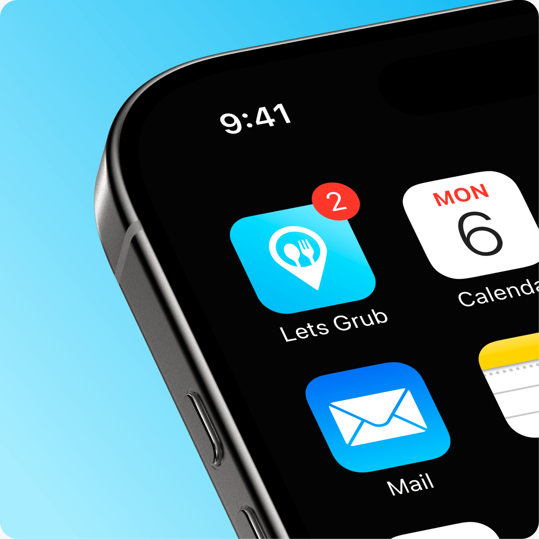 Let's Grub app icon on an iPhone home screen
