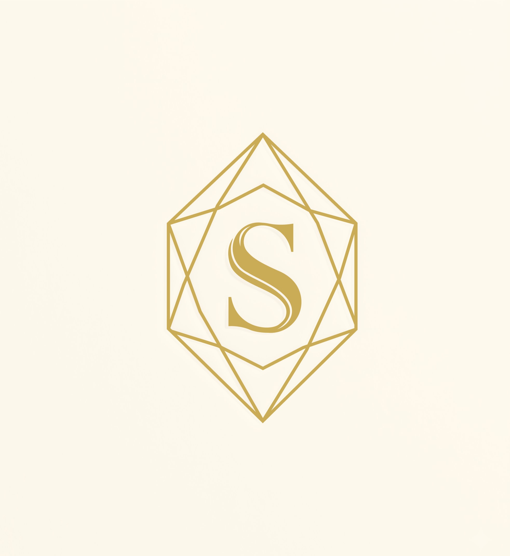 Large Sapphire gold gemstone monogram