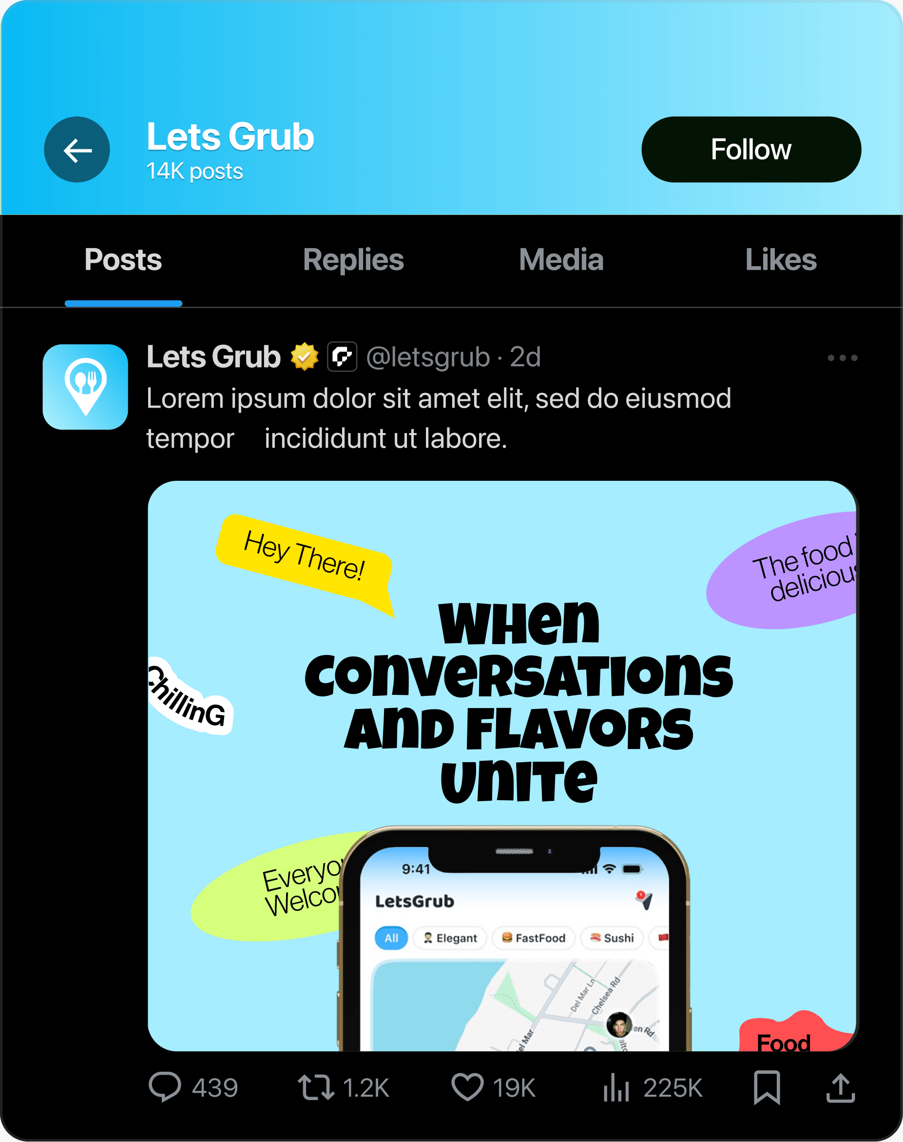 Let's Grub campaign post on X