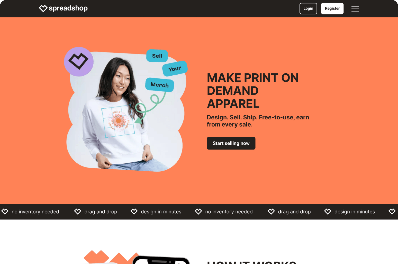 Spreadshop redesigned storefront hero with creator merchandise